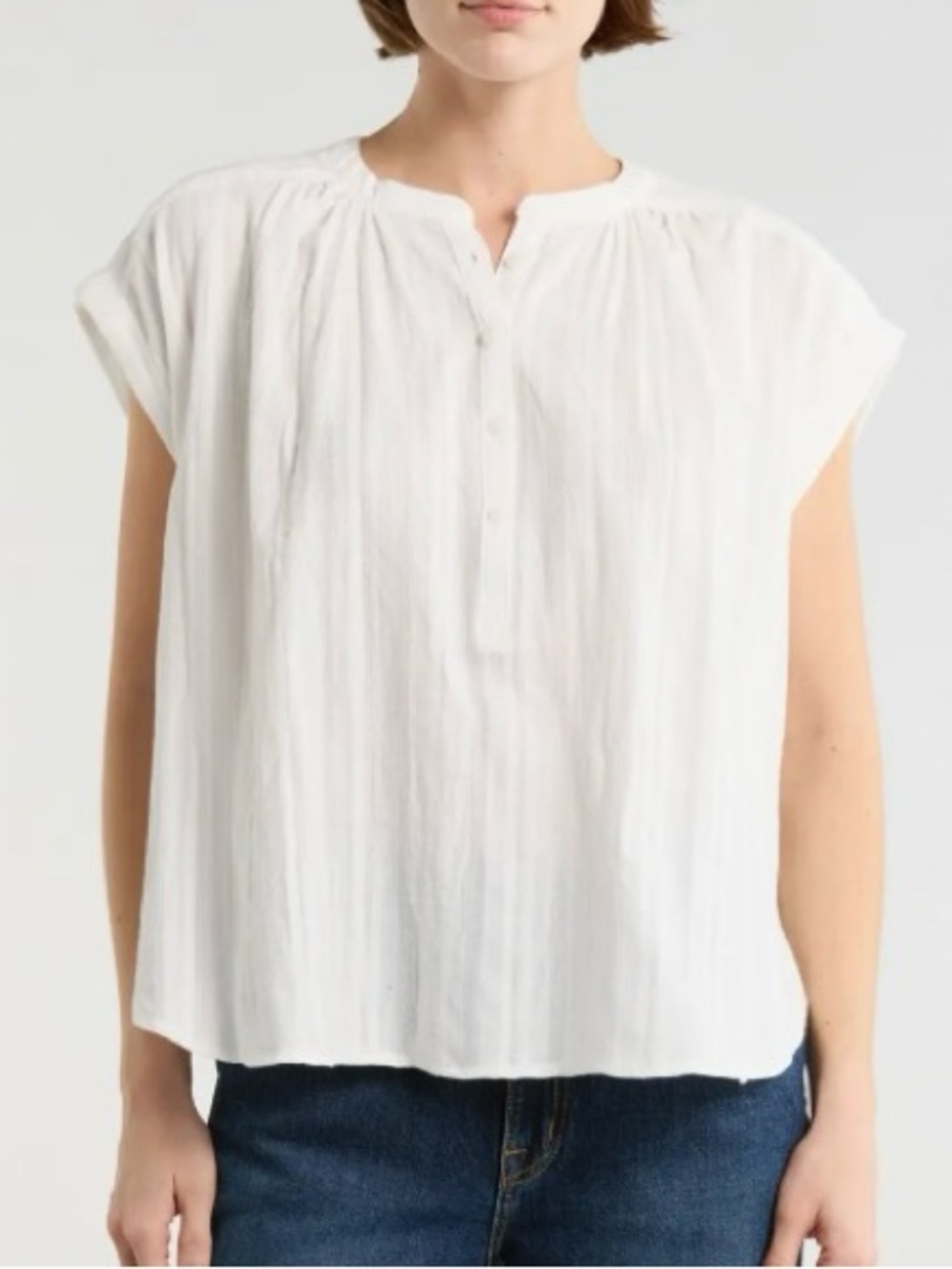 Splendid NWT White Paloma Top Cap Sleeves Boxy Oversized Relaxed Women's Medium